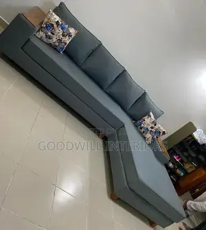 Gray L Shape Six Seater Sofa Set