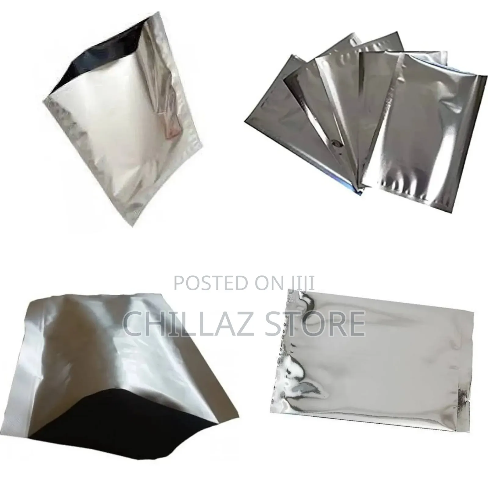 Plain Silver Aluminum Foil Laminated Pouch Bags.