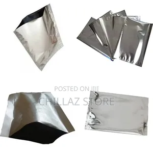 Plain Silver Aluminum Foil Laminated Pouch Bags.