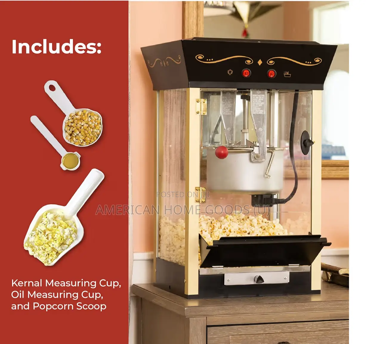 Nostalgia Popcorn Maker Machine W/Movable Professional Cart