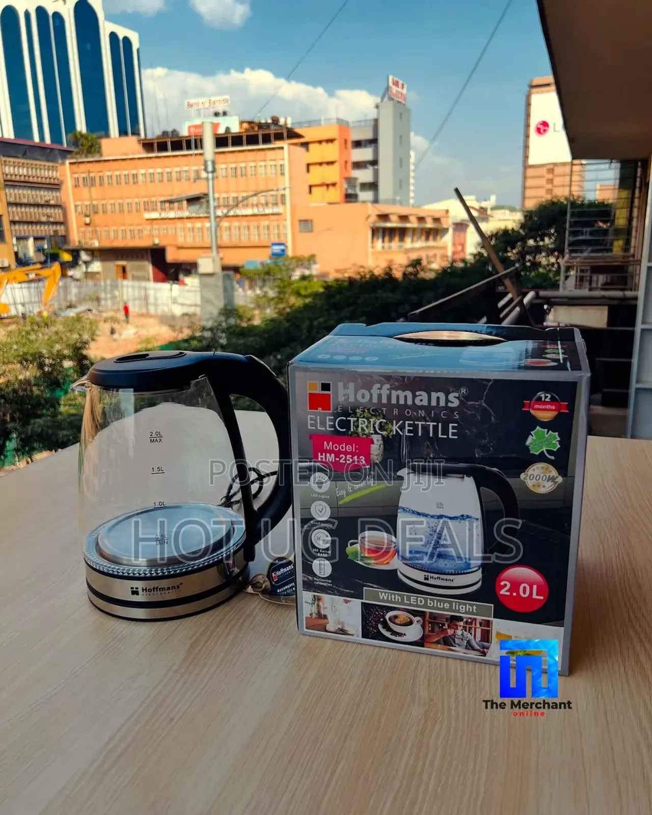 Hoffmans 2l Glass Electric Kettle With Led Blue Light-