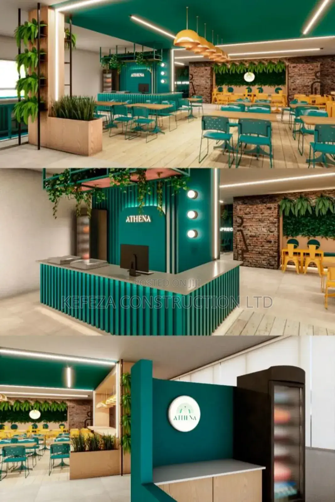 Colourful Restaurant Interior and Drawing