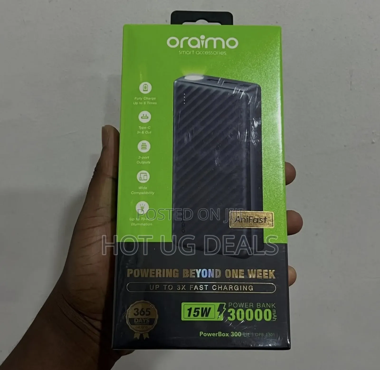 Oraimo 15w 30000mah Powerbox 300 Lit - Black