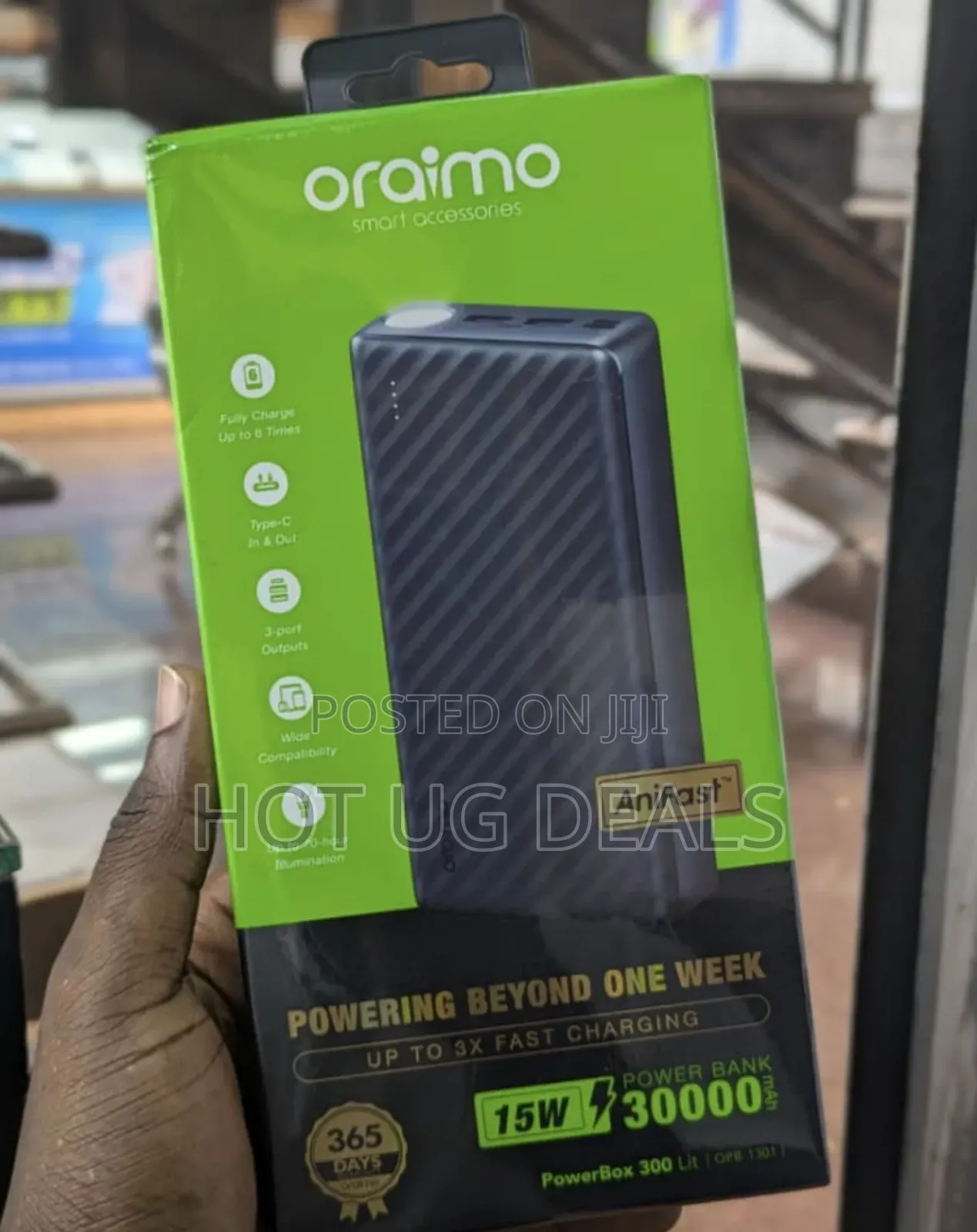 Oraimo 15w 30000mah Powerbox 300 Lit - Black