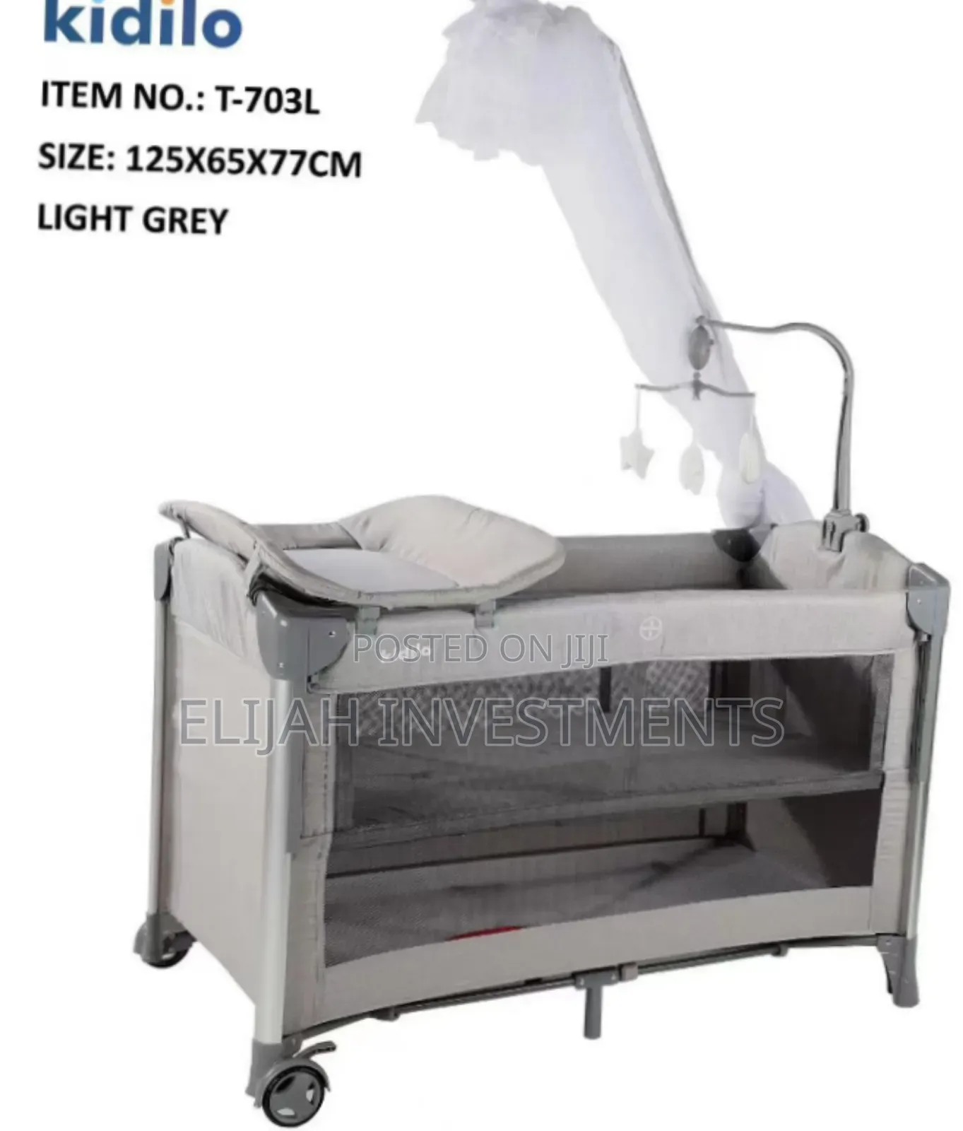 Kidilo Multifunctional Baby Bed 2 Levels Sleep Side