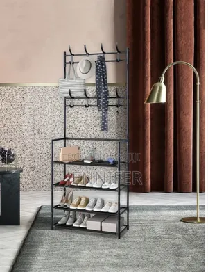 3 in 1 Mentallic Clothes Coat,4 Tier Shoes Rack