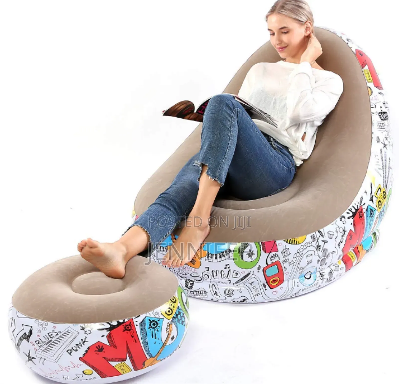 Inflatable Foldable Recliner Single Flocking Sofa Set