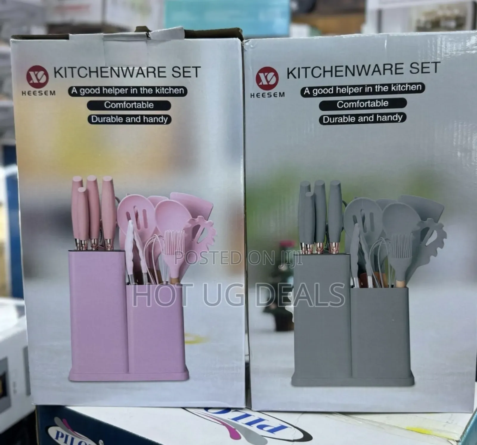 Silicone Kitchen Cooking Utensil Set & Knives - Green
