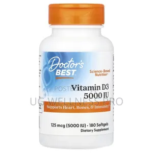 Photo - Doctor's Best, Vitamin D3, 125 MCG (5,000 Iu), 180 Softgels