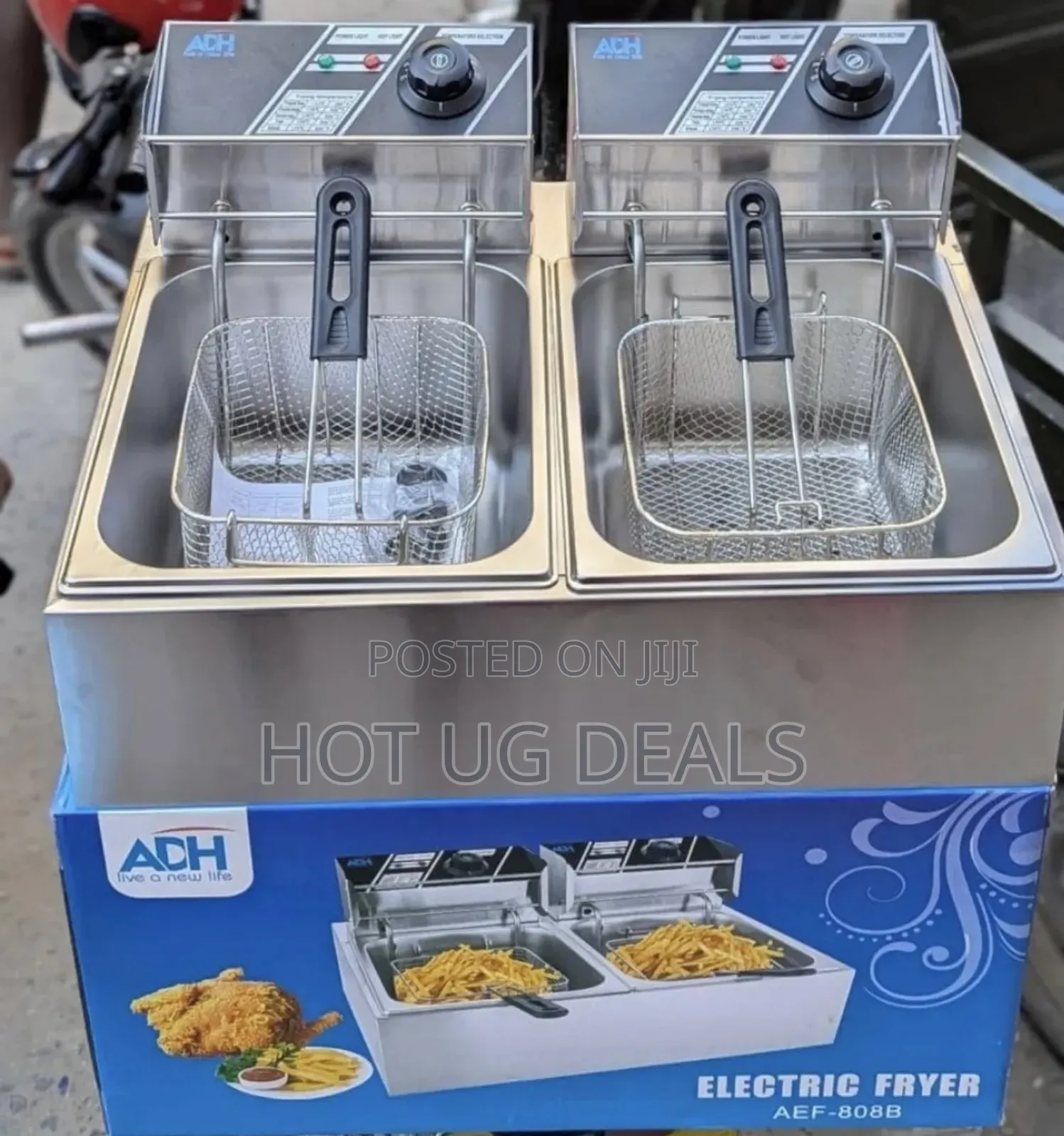 12l Adh Double Electric Deep Fryer- Silver