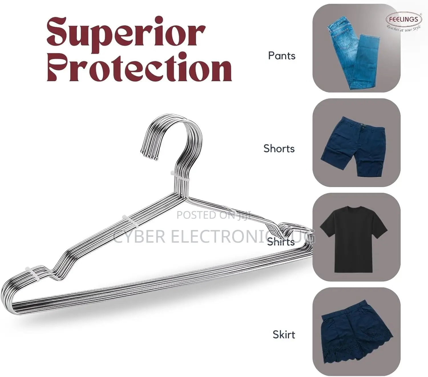 Steel Hangers Heavyduty Durable Clothe Hangers for Wardrobe
