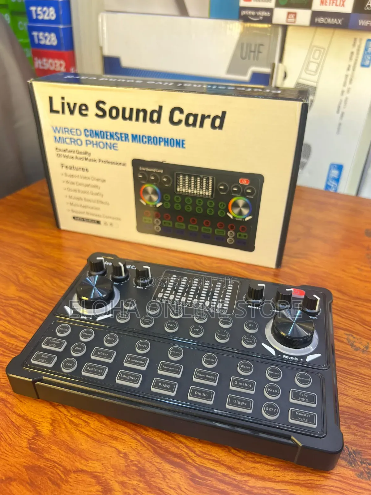 M3 Live Sound Card With a Wired Condenser Microphone