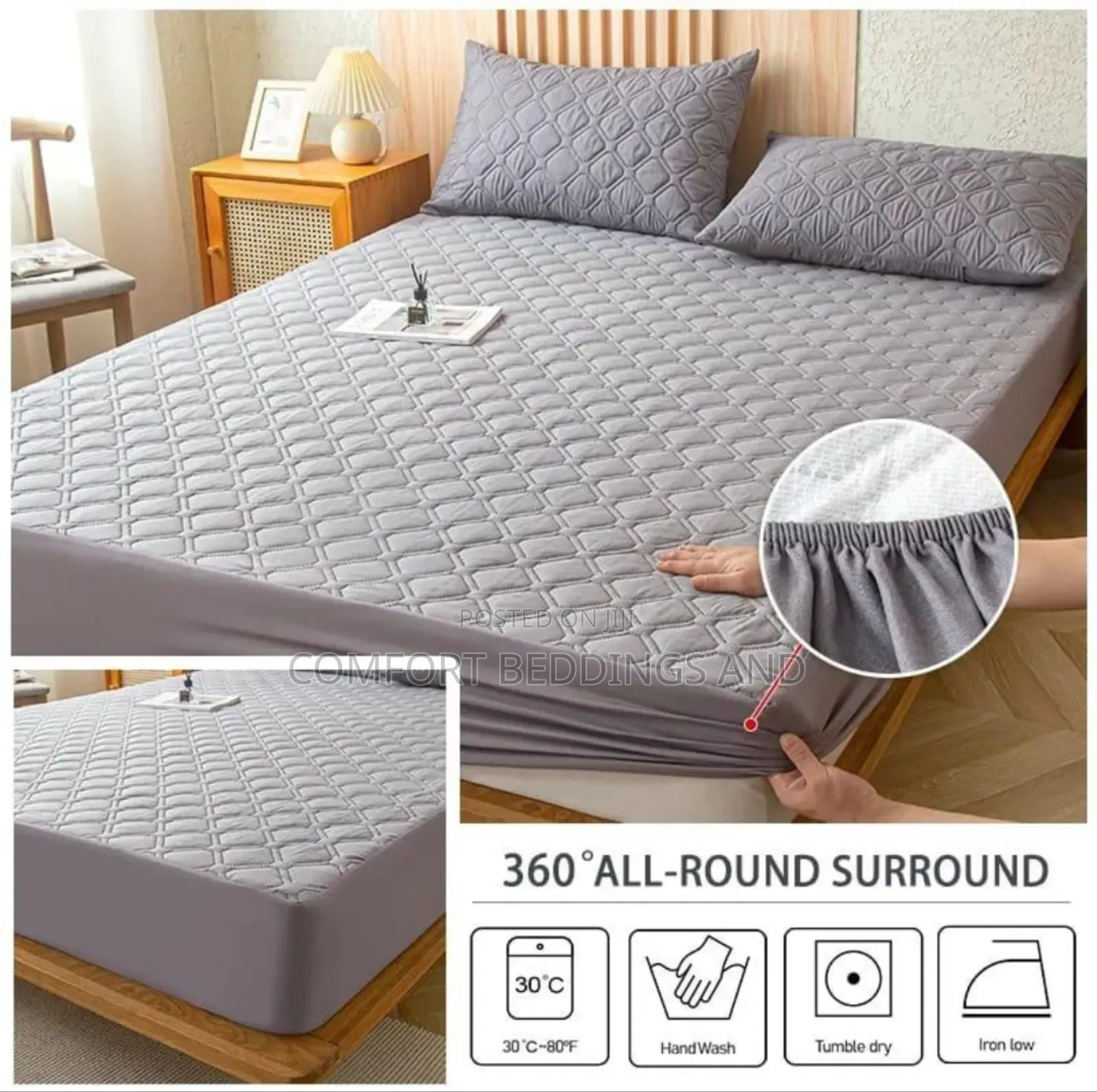 Waterproof Mattress Protector Gray All Sizes