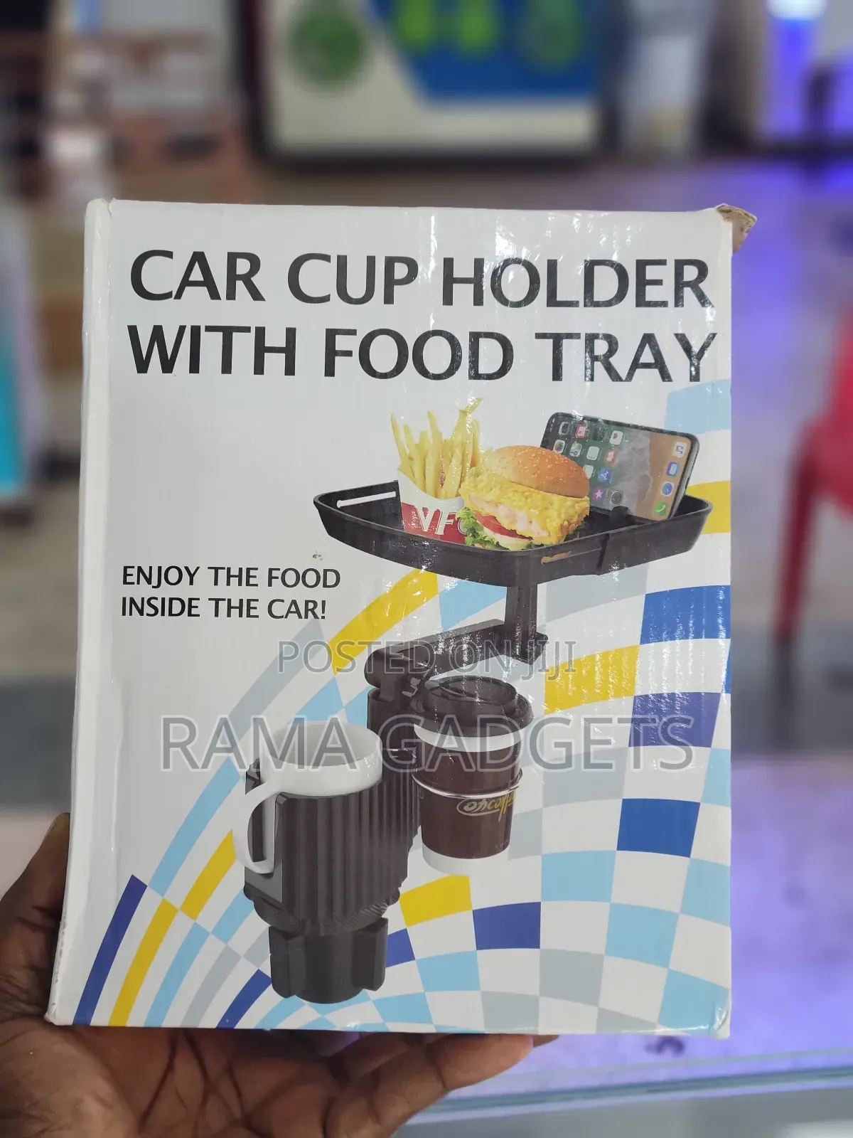 Roe Car Cup Holder Tray With 360° Rotation -