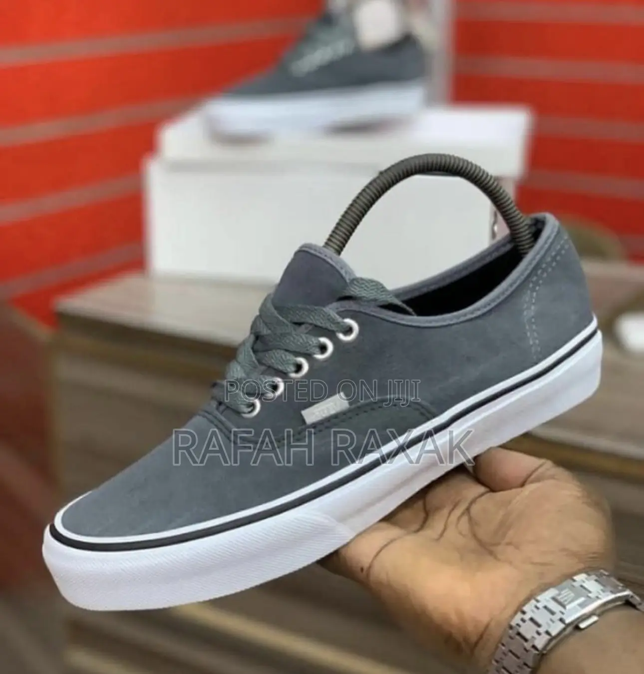 Original Grey/White Suede Vans Off the Wall Sneakers