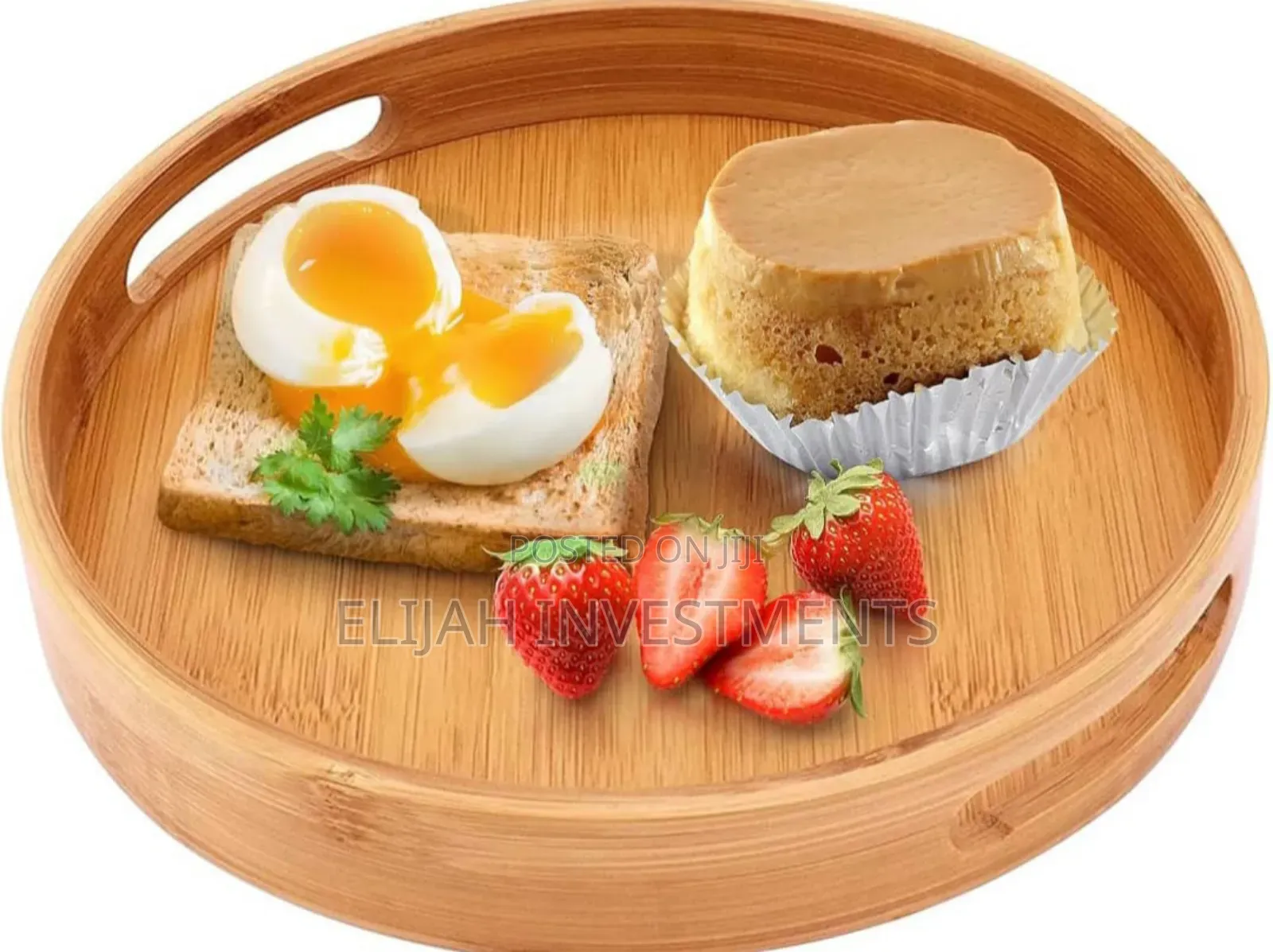 Bamboo 4pcs Round Wooden Natural Serving Trays