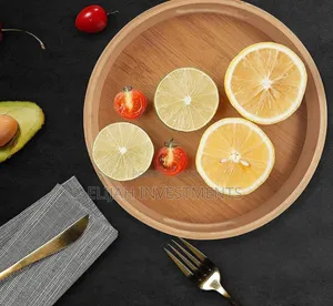Bamboo 4pcs Round Wooden Natural Serving Trays