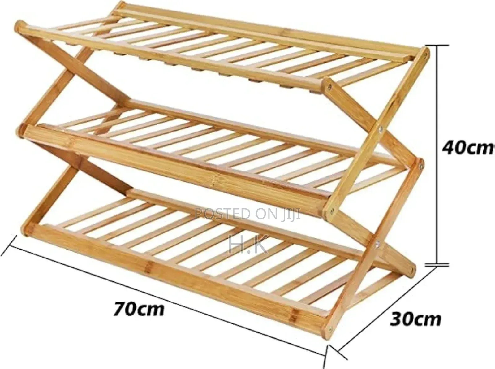 Foldable, 3-Tier Bamboo Shoe Rack