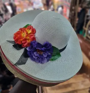 Ladies Round Hats With Side Flowers