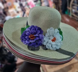Ladies Round Hats With Side Flowers