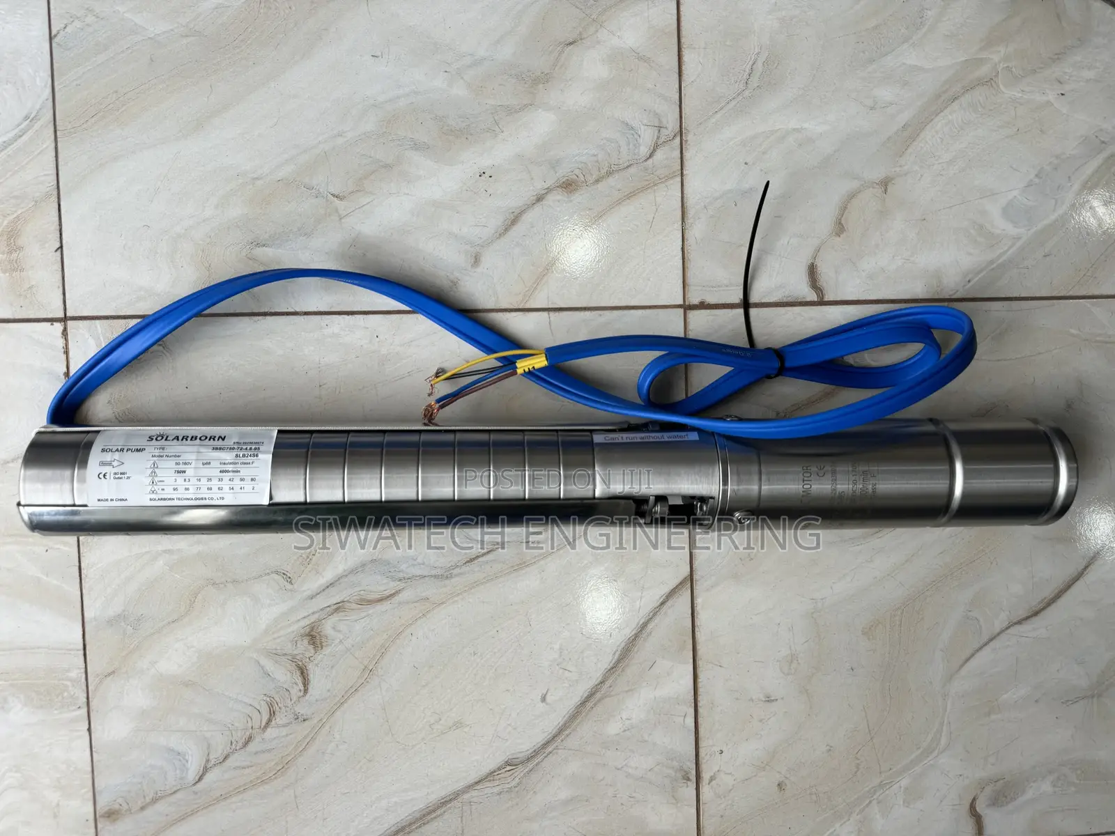 80m Head Submersible Solar Water Pump, 48v 3000ltrs/Hr, 1.25
