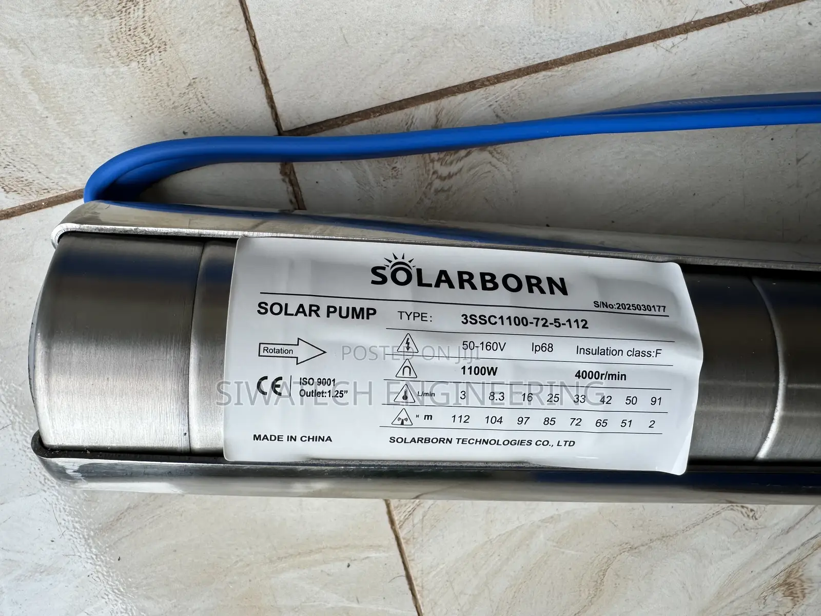 112m Head Solar Water Pump, Stainless Steel,72v 1.25” 4800l