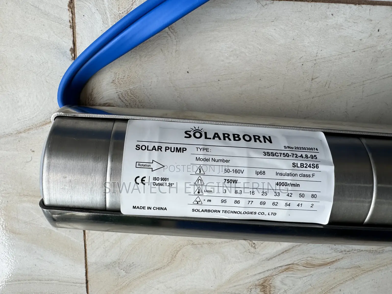 112m Head Solar Water Pump, Stainless Steel,72v 1.25” 4800l