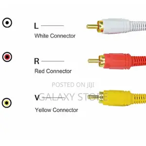 3 Rca Audio Video Transparent Banana Pins Yellow Red and Whi