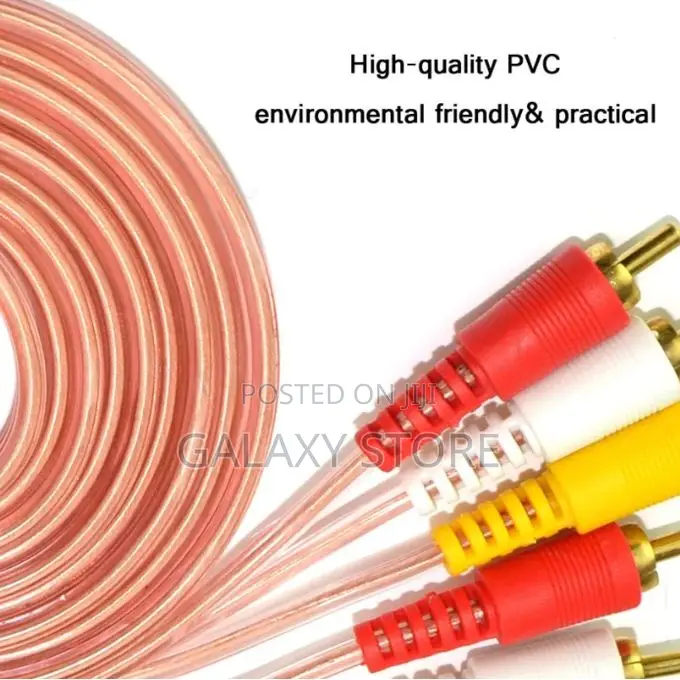 3 Rca Audio Video Transparent Banana Pins Yellow Red and Whi