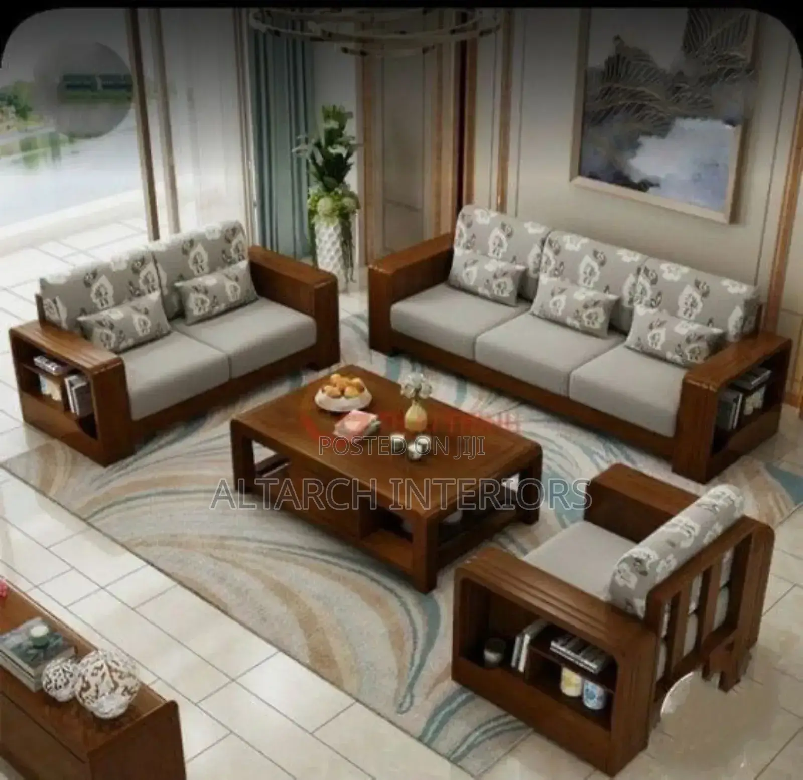 6 Seater Wooden Sofa With Centre Table