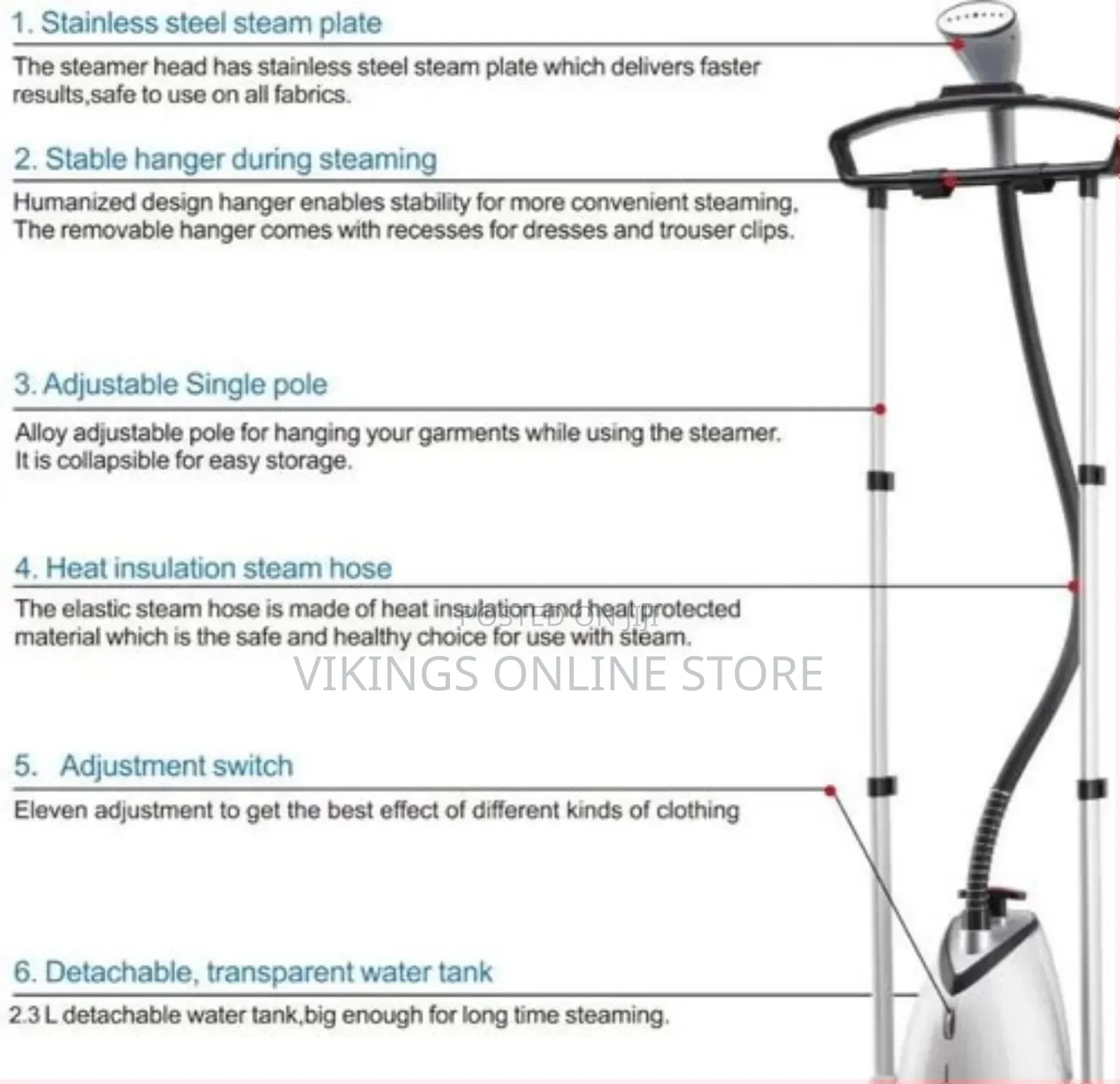 Sonifer Powerful Garment Steamer 2 Poles Continuos Steam