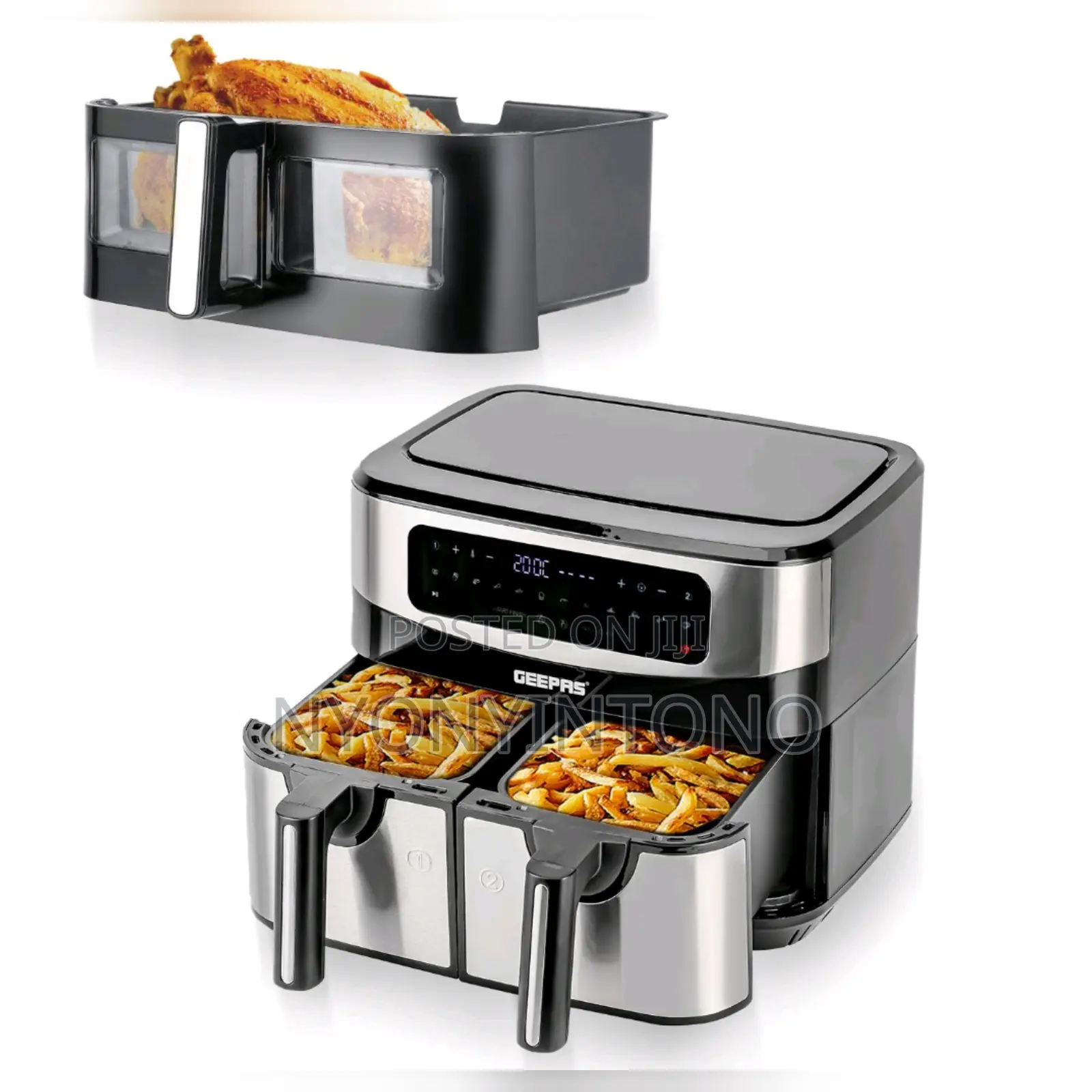 Geepas 9liters Dual Digital Air Fryer With 2yrs Warranty