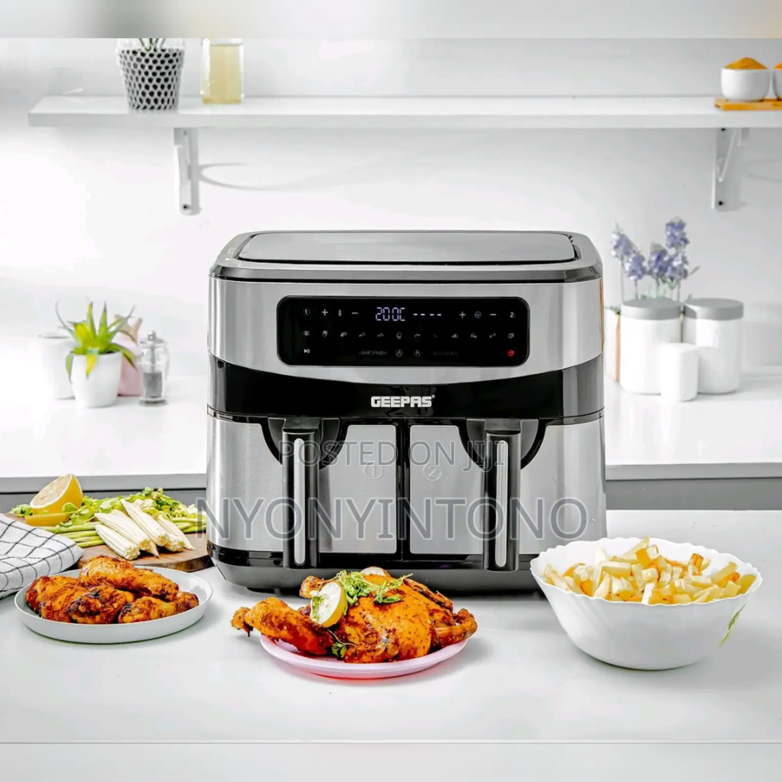 Geepas 9liters Best Quality Double Air Fryer With 2yrs Waranty