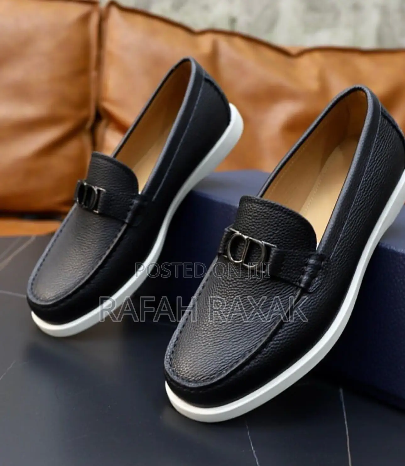 Original Black/White Smart Casual Dior Leather Loafers