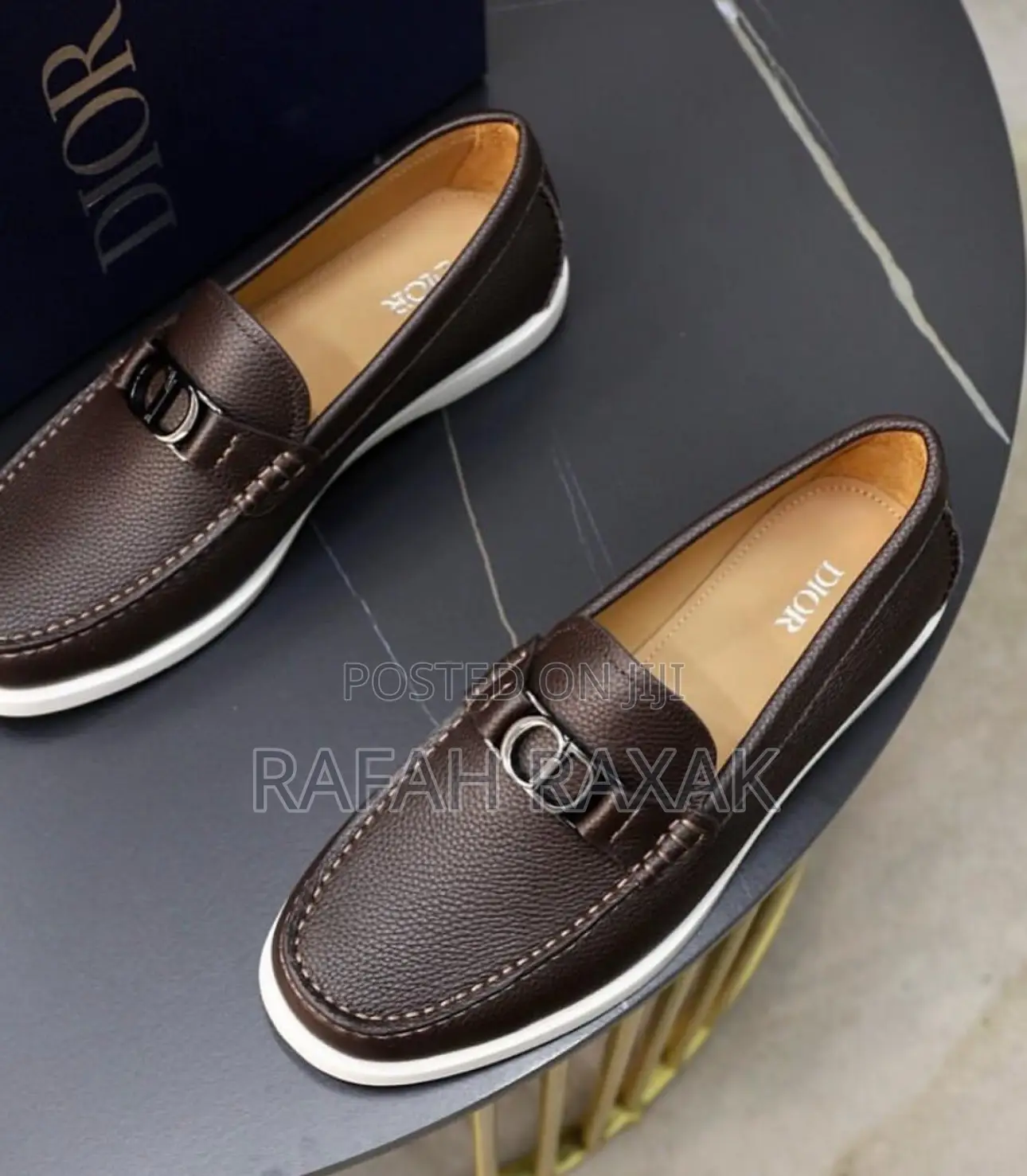 Original Dark Tan Smart Casual Christian Dior Leather Loafer