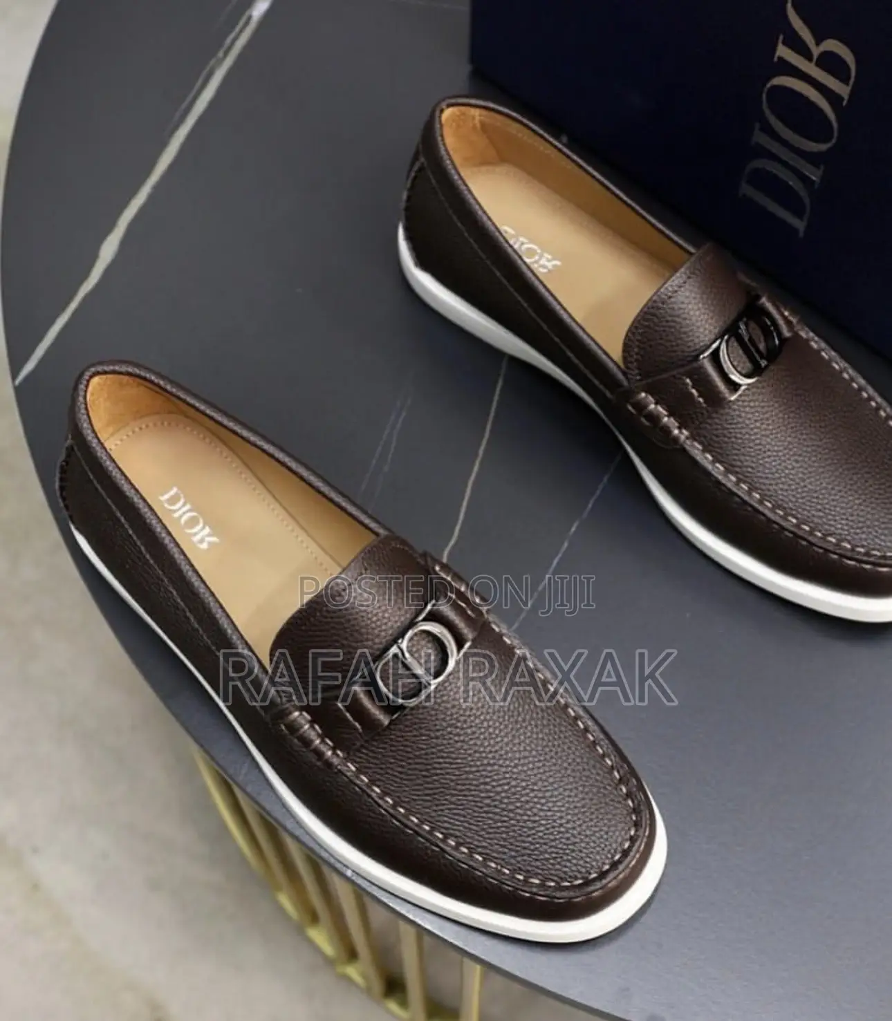 Original Dark Tan Smart Casual Christian Dior Leather Loafer