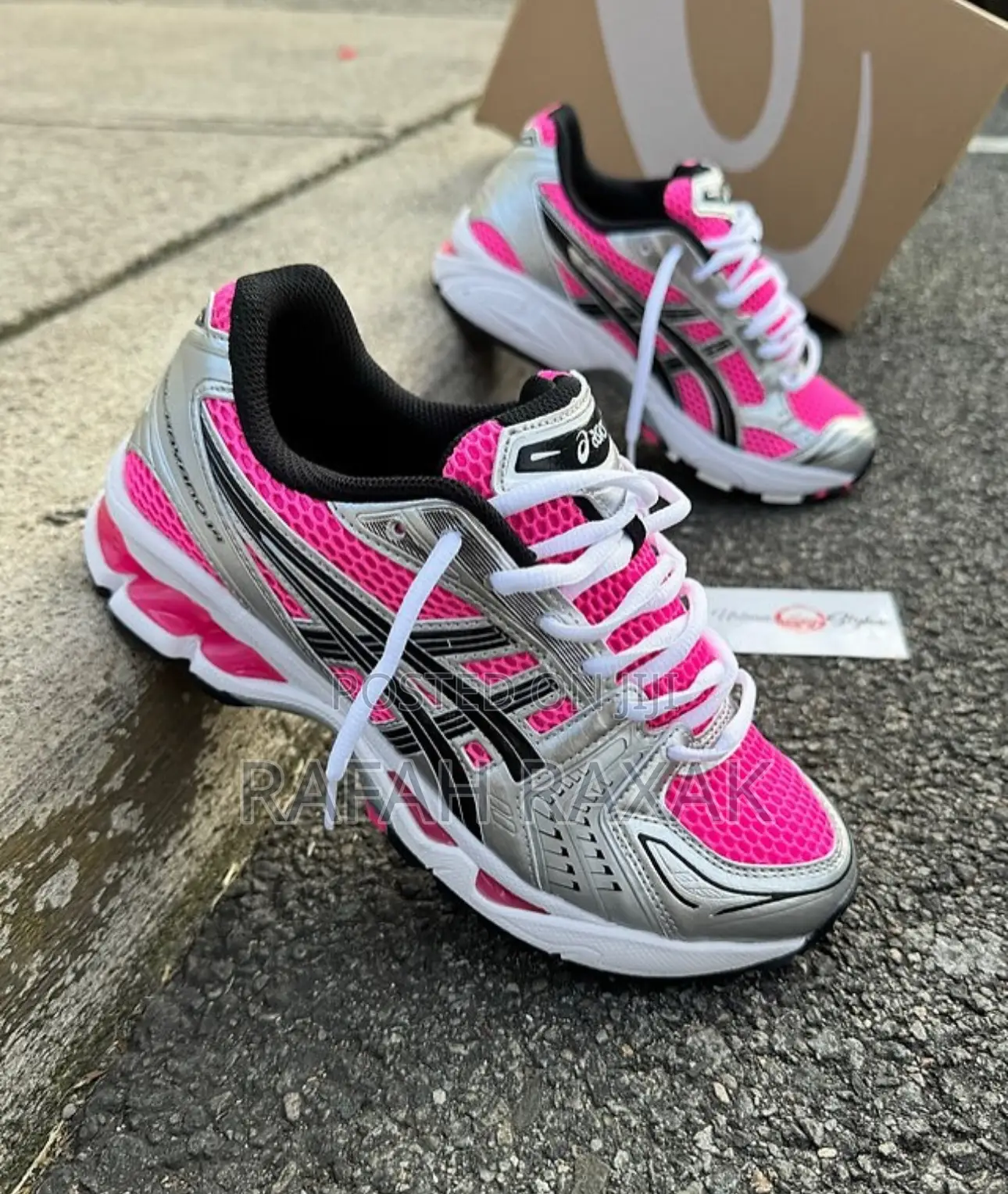Original Unisex Silver/Pink Asics Gel Kayano 14 Sneakers
