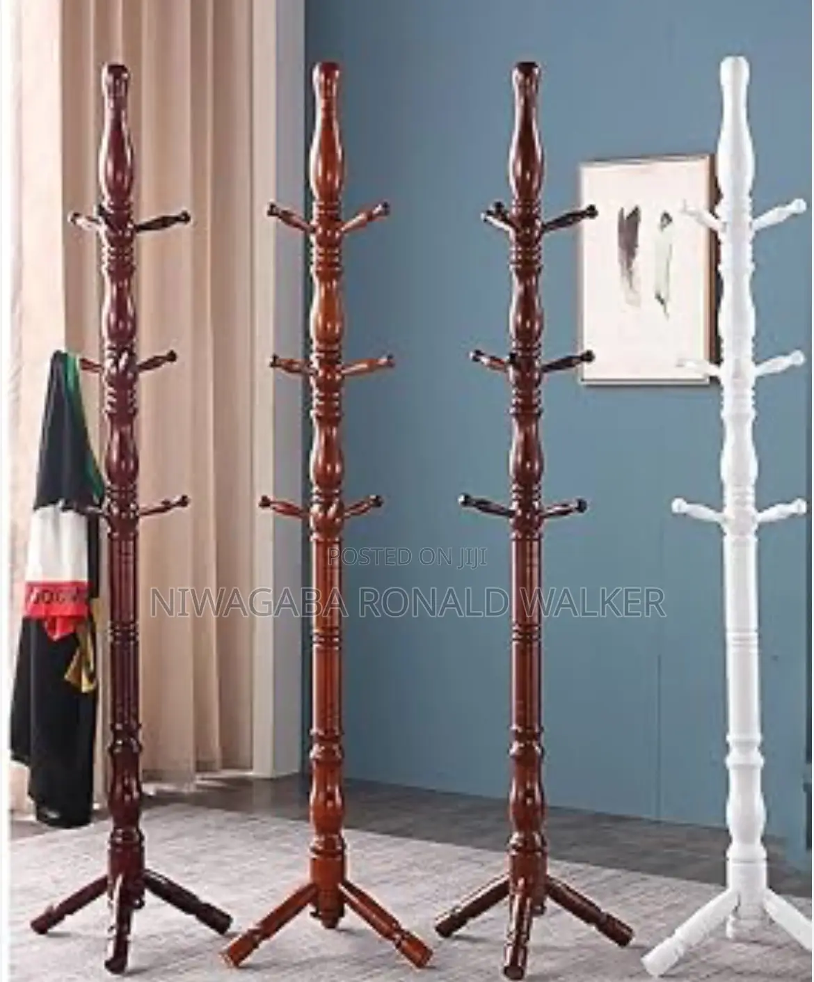 Wooden Household Coat Rack Free Standing Clothes Rack Bedroom Floor