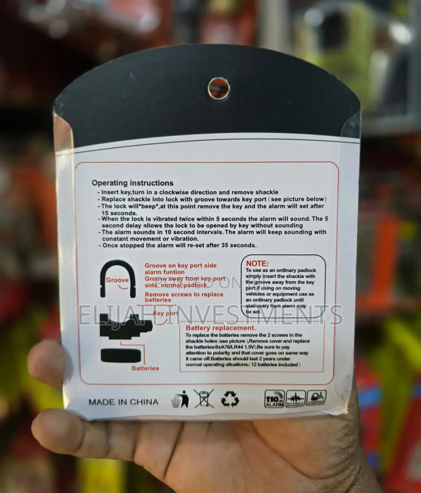Hardened Stainless Steel Alarm Padlock