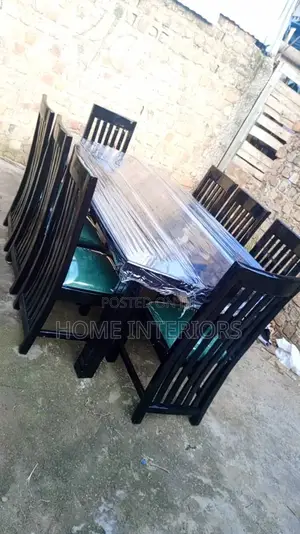 Black Color Six Seats Dining Table