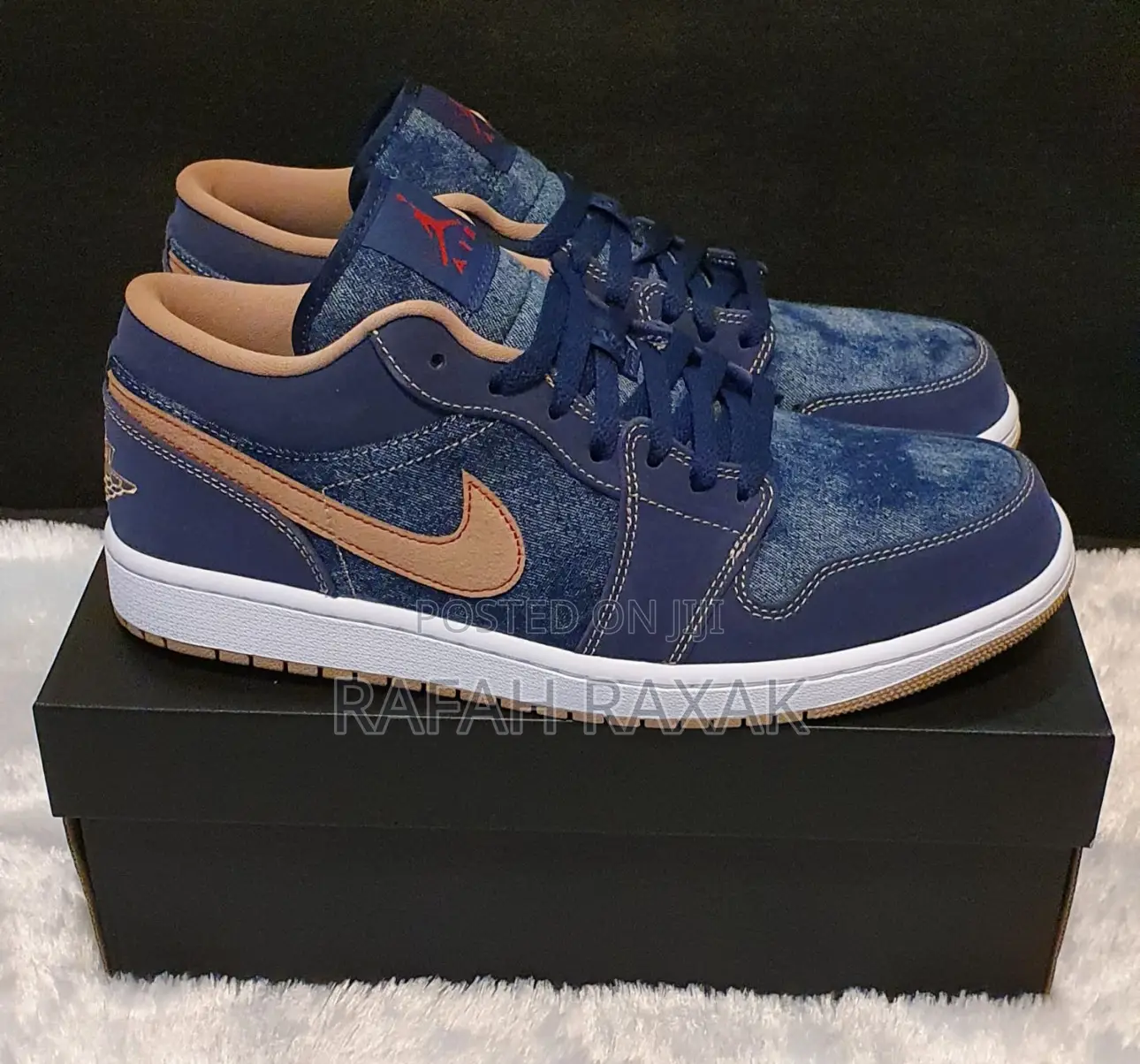 New Classic Blue Denim Air Jordan 1 Low Sneakers