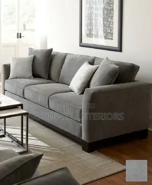 Gray Three Seats Sofa With Cushions