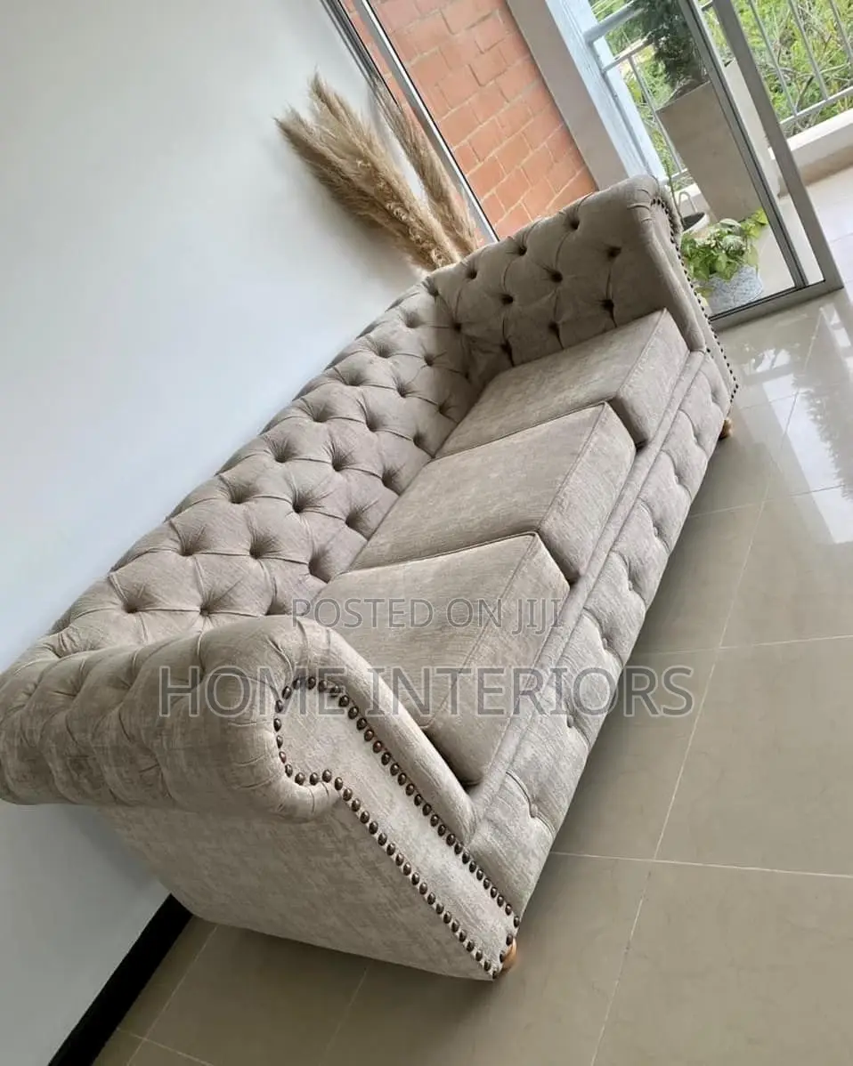 Gray Fabric Three Seats Sofa