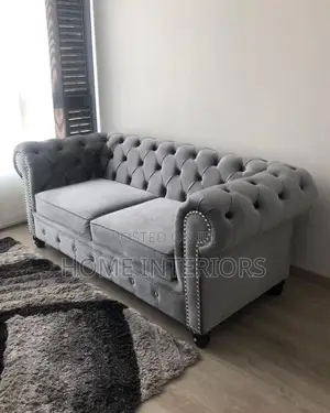 Gray Fabric Two Seater Sofa