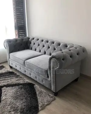 Gray Fabric Two Seater Sofa