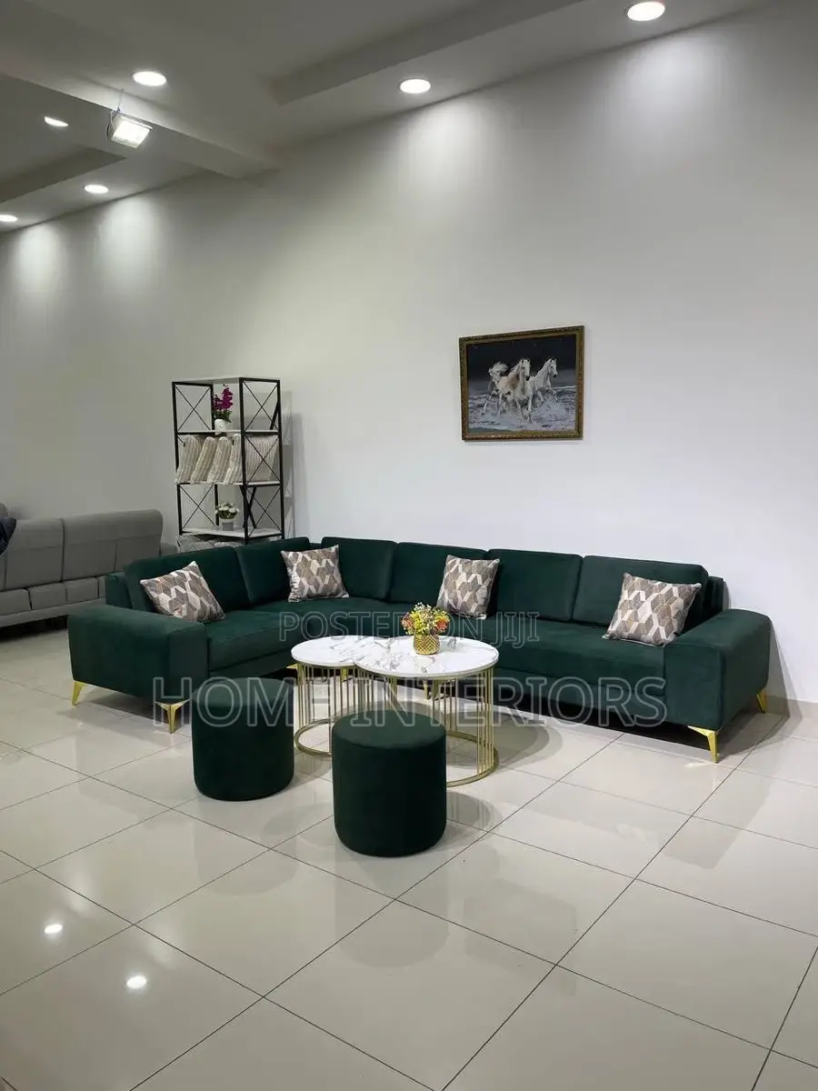 Seven Seater Sofa With Center Tables and Center Puffs