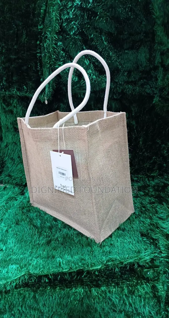 Jute Bags With White Handles