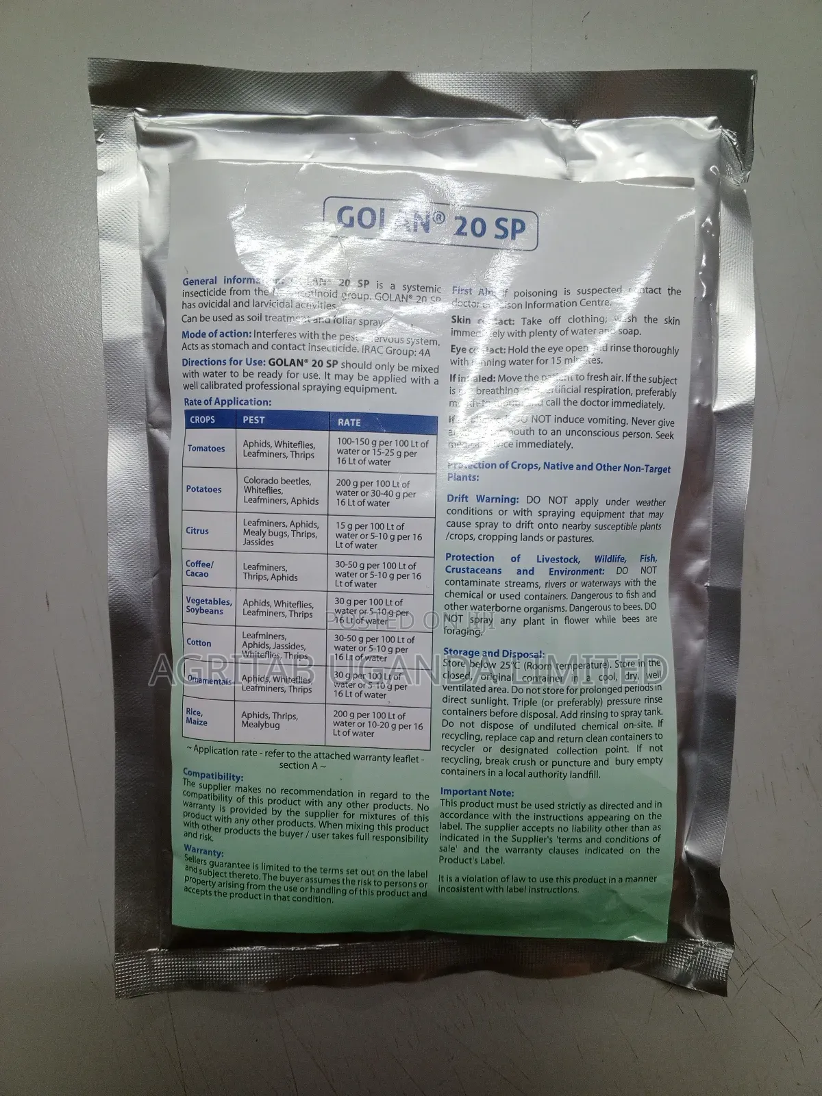 Golan 20 Sp Insecticide -250g in Central Division - Farm Animal Feed ...