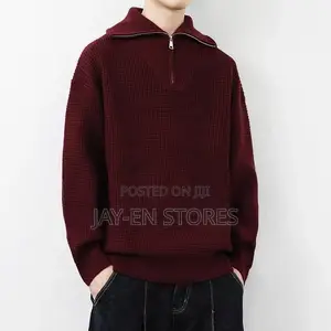 Maroon Sweater With Zip Neck