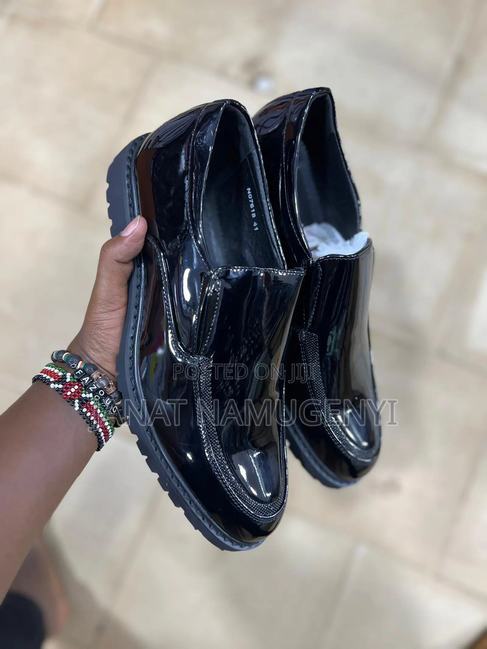 Black Shinny Gentle Shoes Available